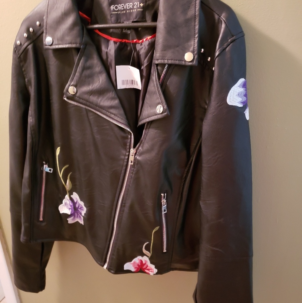 Faux leather bomber jacket